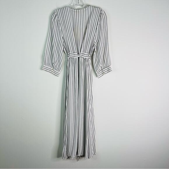 NEW Entro white grey striped coastal tie button midi maxi dress medium - Picture 7 of 8